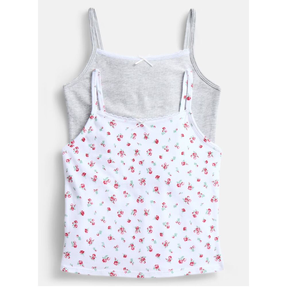 Weekend Academy Girls 2Pk Cotton Lace Trim Cami Tops XL